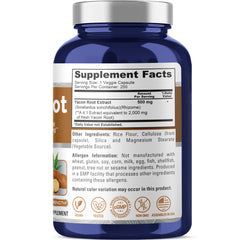 NusaPure Yacon Root Extract label close-up showing 4:1 extract strength.