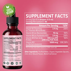 Strawberry flavored NUSAVA B12+B6 liquid drops packaging close-up