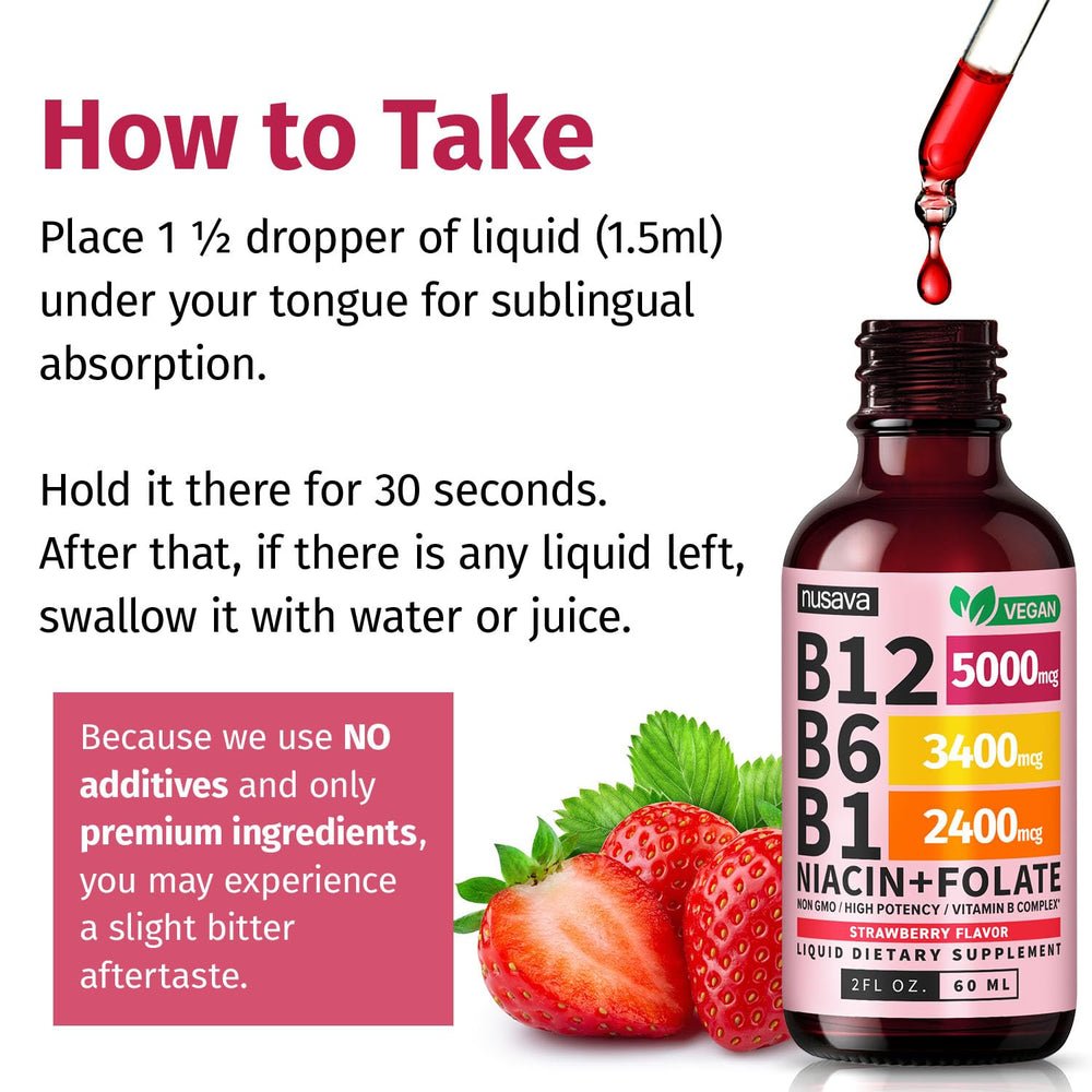 Close-up of dropper releasing a precise B12 dose