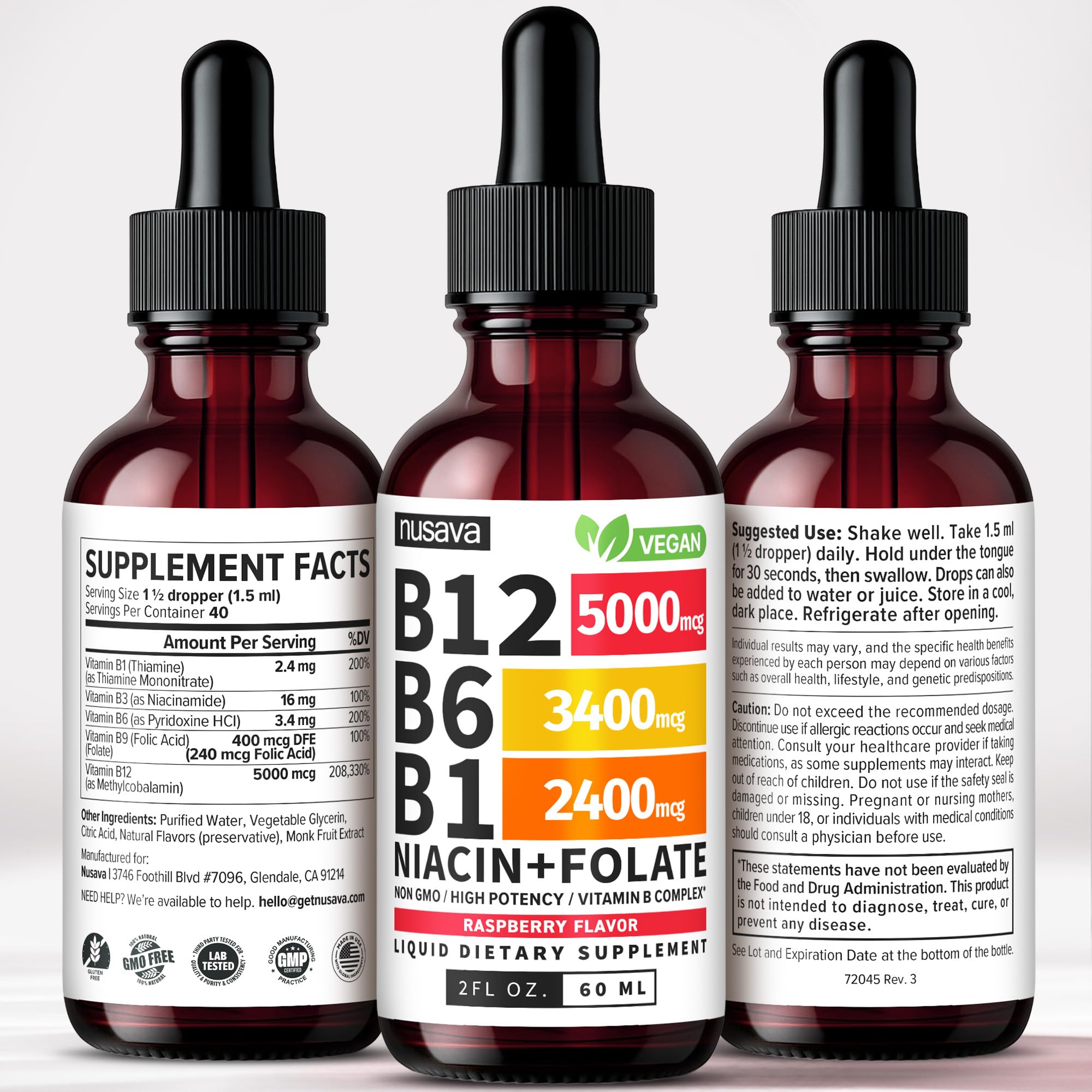 NUSAVA B12 Drops packaging image shows compact, travel-friendly format