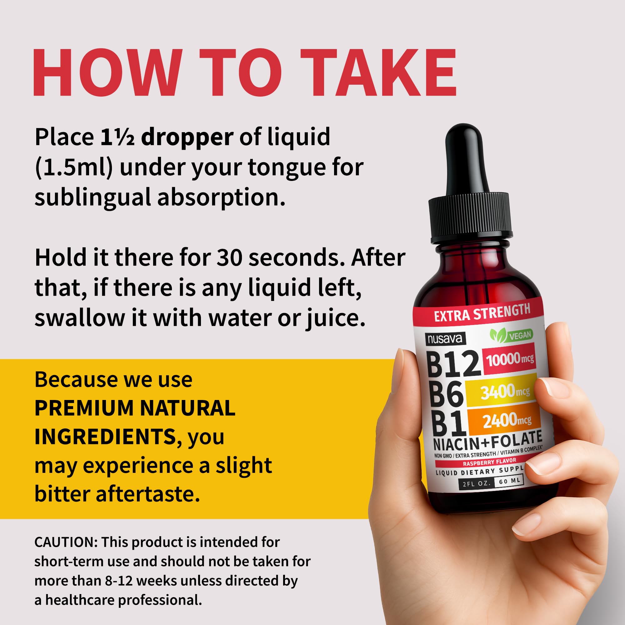 NUSAVA B12 packaging on a kitchen counter illustrating daily routine.