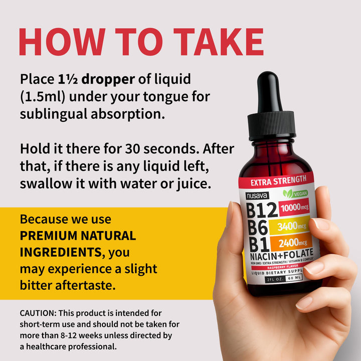 NUSAVA B12 packaging on a kitchen counter illustrating daily routine.
