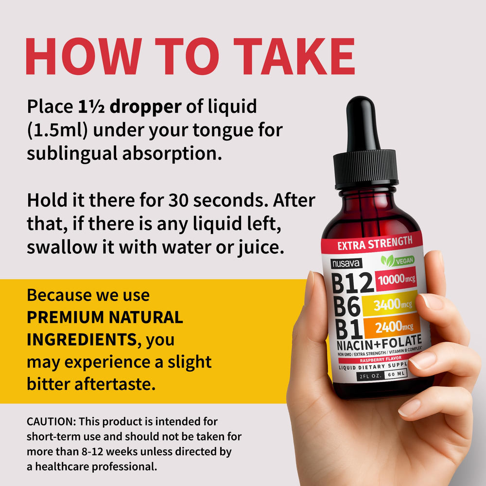 NUSAVA B12 packaging on a kitchen counter illustrating daily routine.