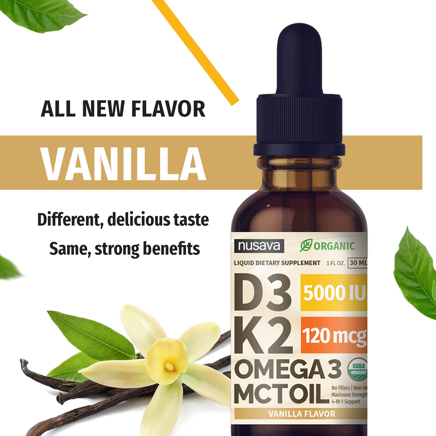 NUSAVA drops dosage dropper pouring clear liquid for fast absorption