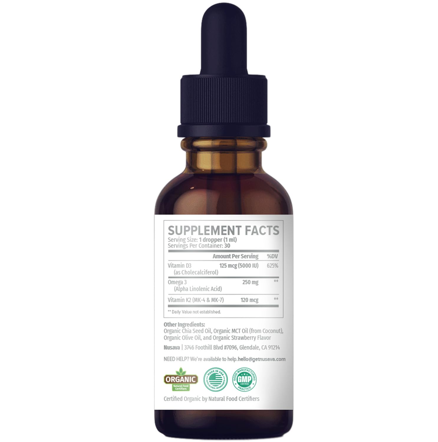 NUSAVA strawberry flavor drops ready to blend with beverages