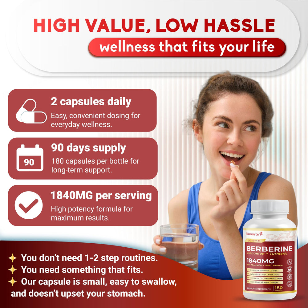 NUSORAN Cinnamon ingredients hint at natural flavor and balance.