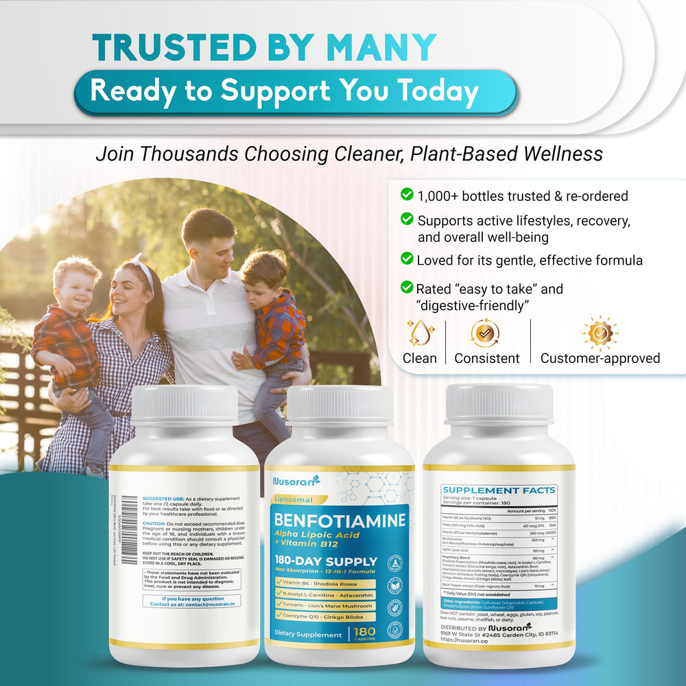 NUSORAN vitamin B12 capsule emphasizing nerve health and daily vitality