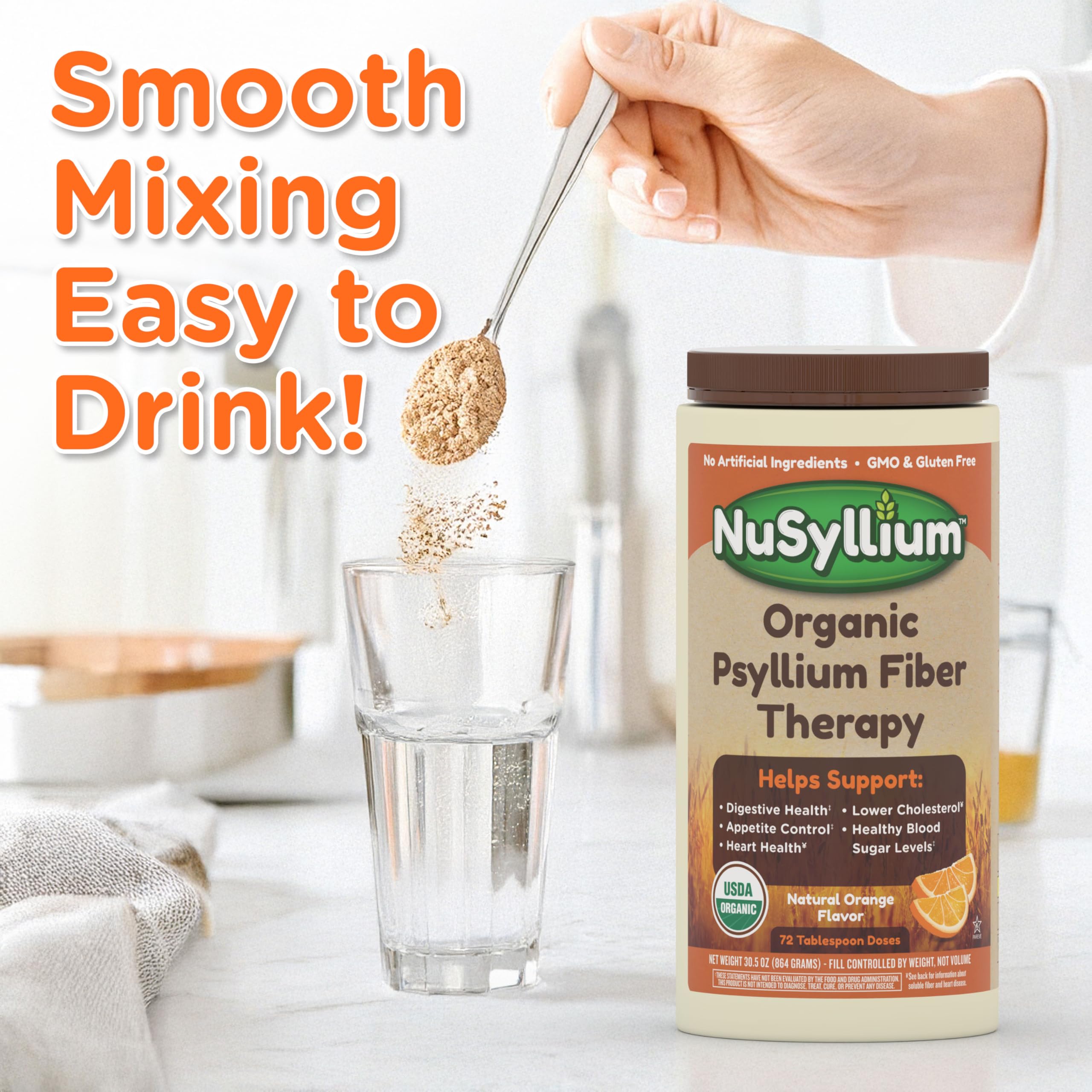 NuSyllium ingredient panel showing organic components.
