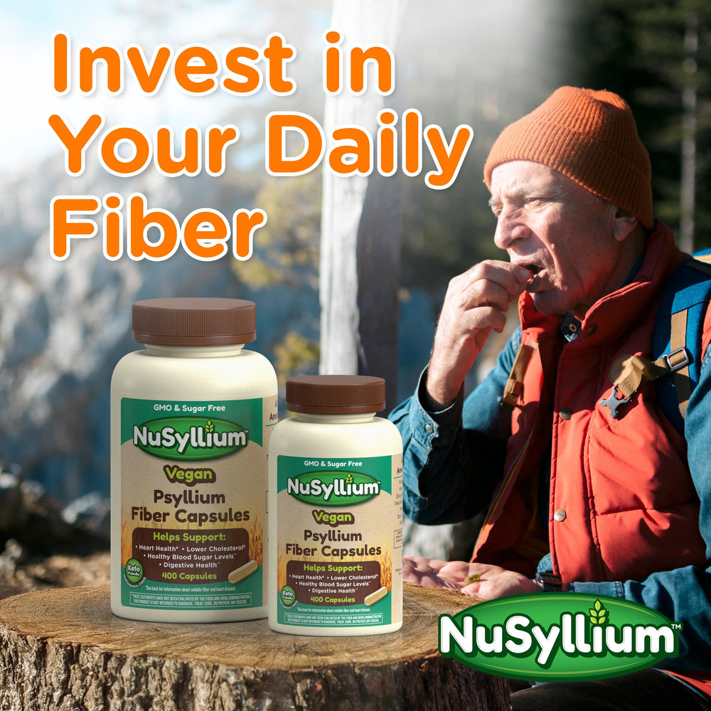 Measuring spoon scooping NuSyllium powder for precise daily intake