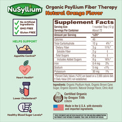 NuSyllium orange-flavored powder for easy mixing in water.
