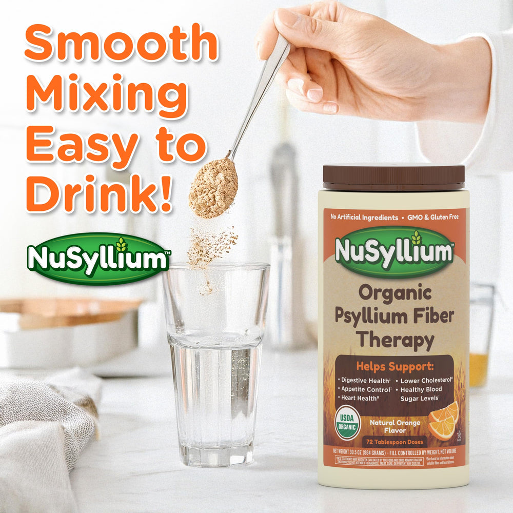 Organic label closeup on NuSyllium packaging
