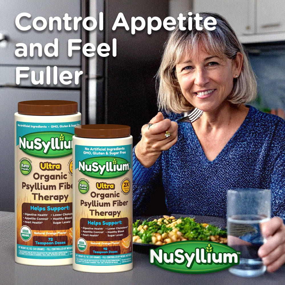 Shaker bottle showing easy mixing of NuSyllium for a quick fiber boost