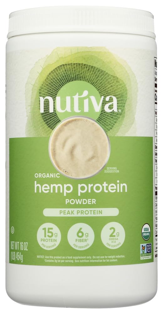 Nutiva Hemp Protein Organic bag on counter for plant-based meals.