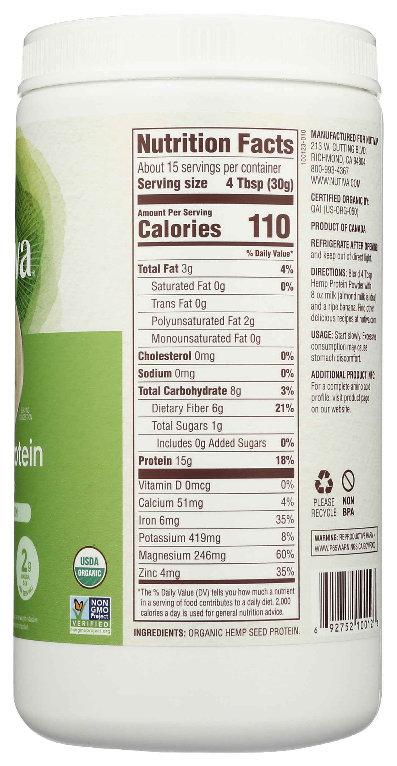 Nutiva packaging BPA-free demonstrates safe, sustainable packaging.