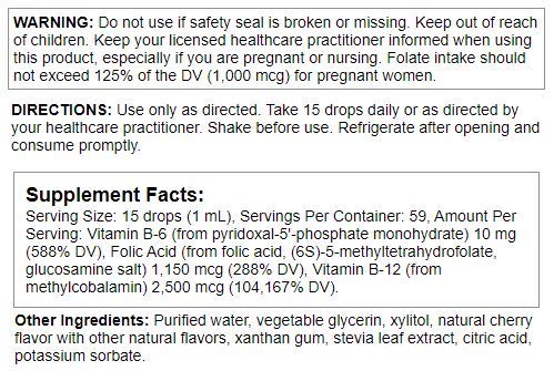 Methyl Factors drops pour spout showing easy dosing for adults and kids