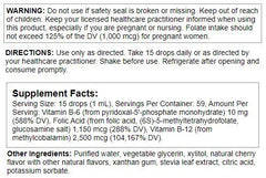 Methyl Factors drops pour spout showing easy dosing for adults and kids