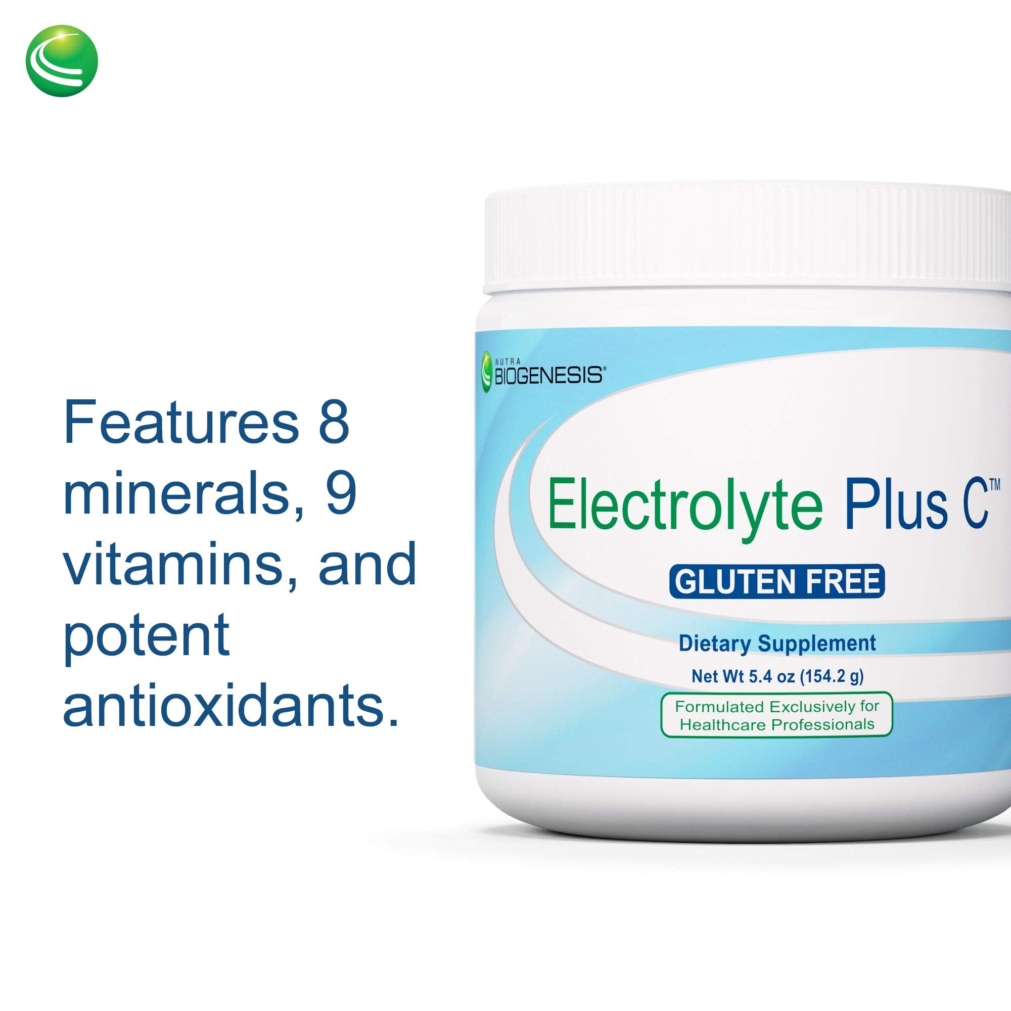 Nutra BioGenesis Electrolyte Plus C glass with prepared lemon-lime drink