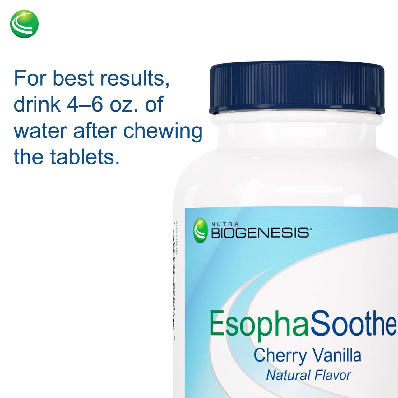 Nutra BioGenesis EsophaSoothe chew close-up showing texture and pleasant taste.
