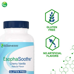 Nutra BioGenesis EsophaSoothe ingredients close-up featuring calcium, magnesium, potassium for support.