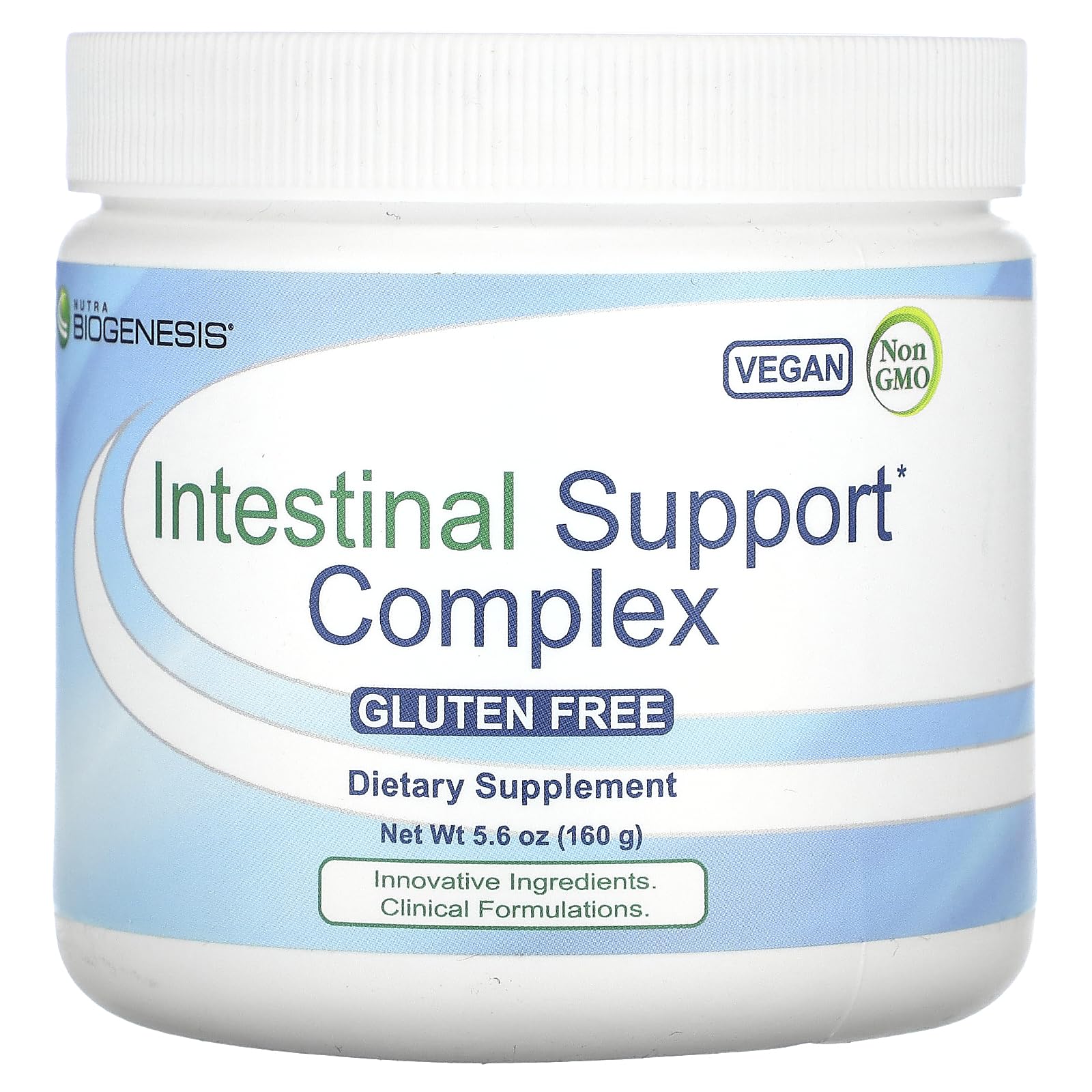 Nutra BioGenesis Intestinal Support powder in tub supports daily digestive comfort