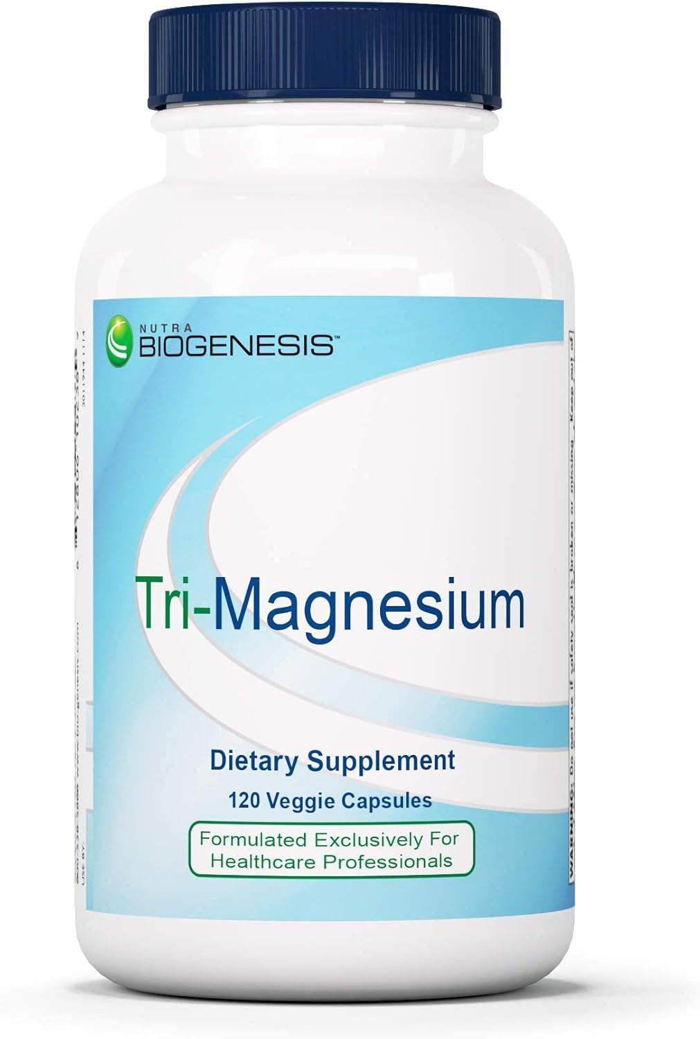 Nutra BioGenesis Tri-Magnesium bottle with capsules for daily bone and muscle support.
