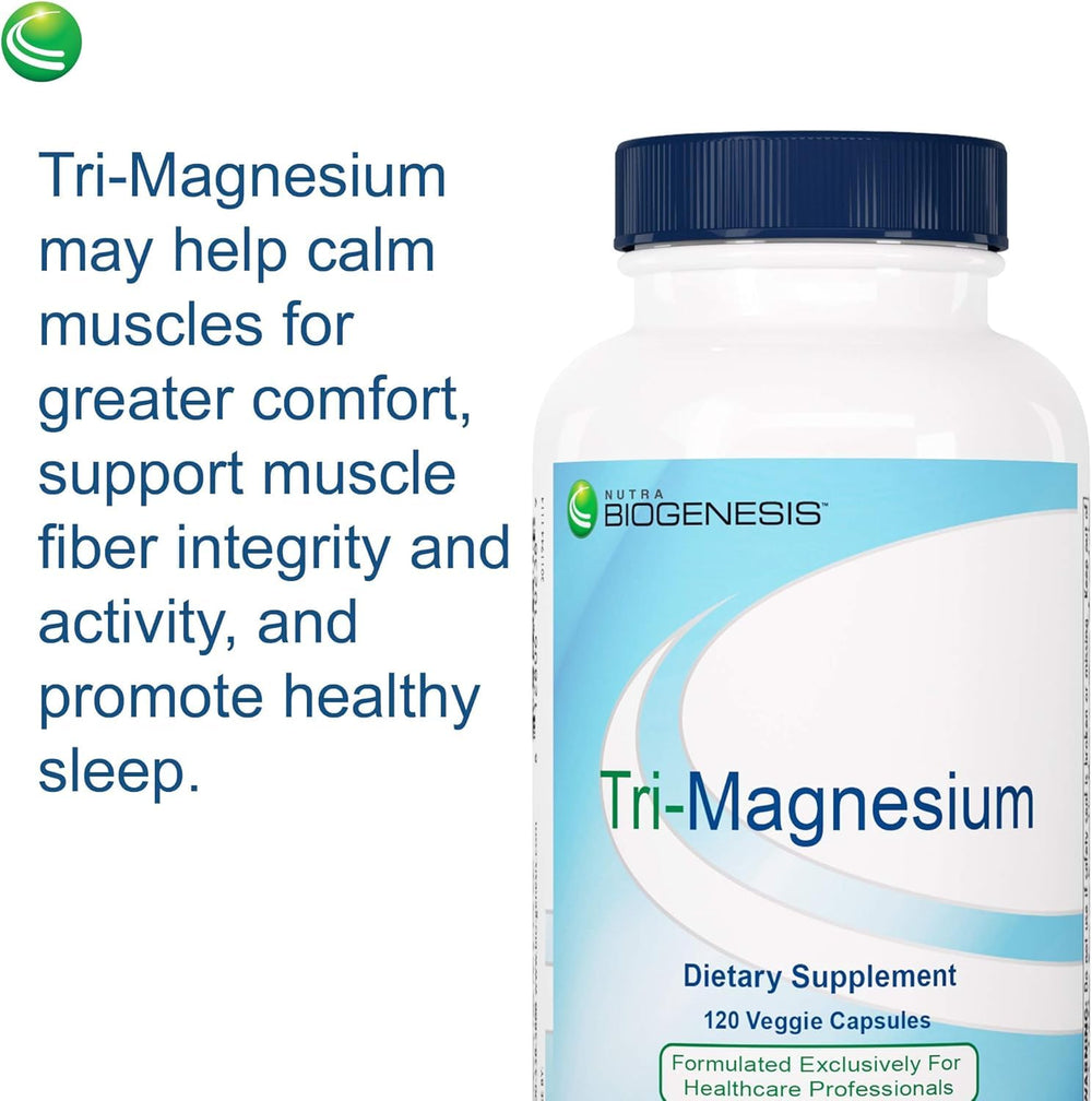 Nutra BioGenesis Tri-Magnesium packaging on the box reinforces trusted supplement brand.