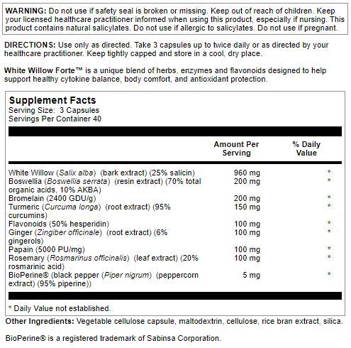 Close-up of Nutra BioGenesis White Willow Forte capsules highlighting vegan digestion support