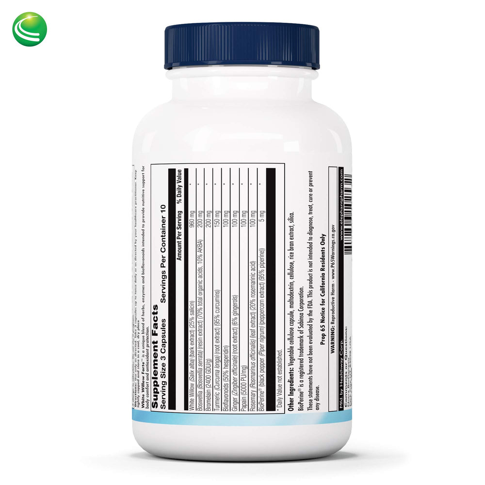 Nutra BioGenesis White Willow Forte capsules for convenient vegan digestion support.