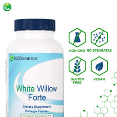 Ingredients panel of Nutra BioGenesis White Willow Forte highlighting enzymes