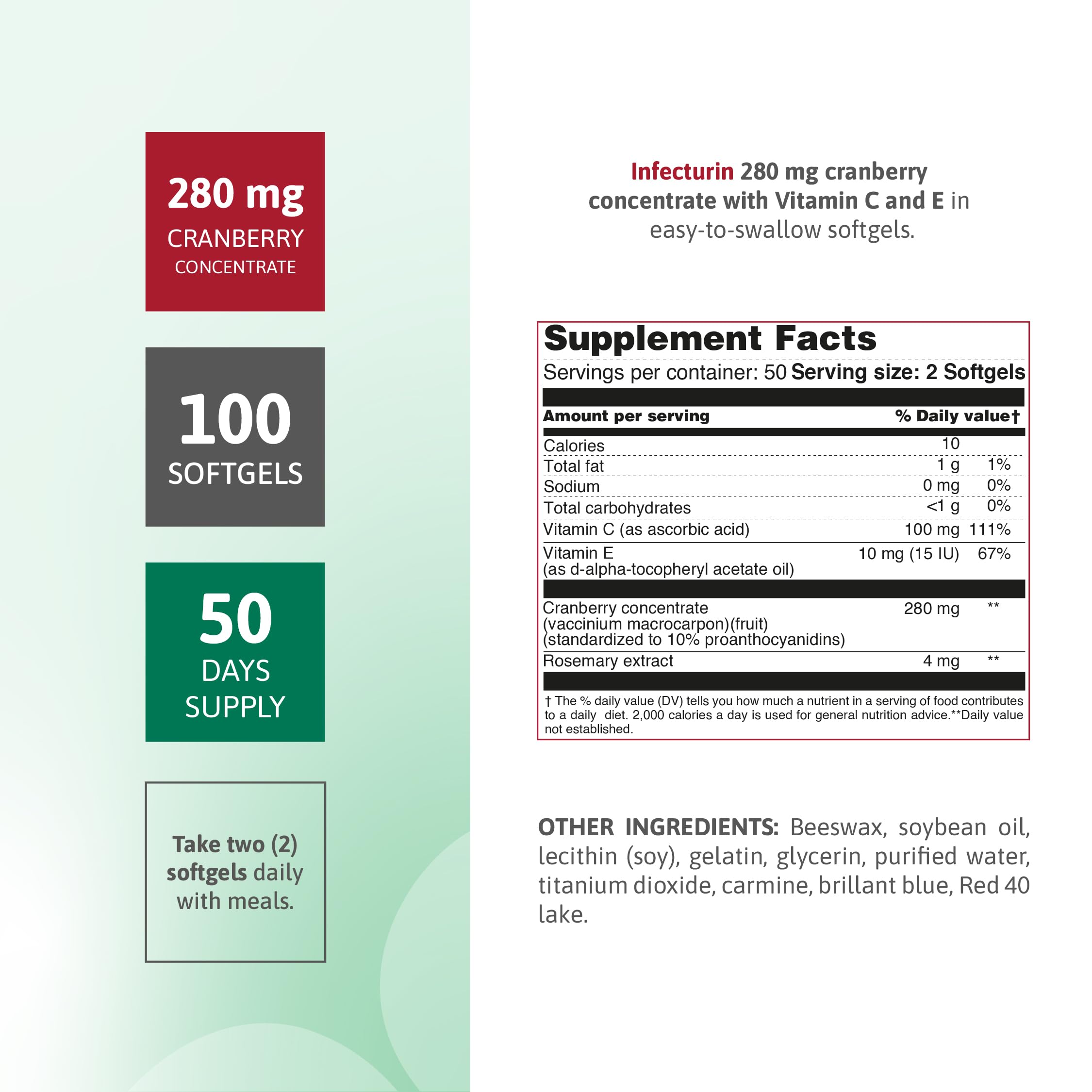 Nutra Nutrition Cranberry Pills bottle back highlights ingredients and antioxidant benefits