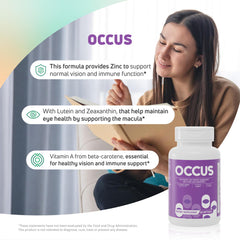 Nutra Nutrition Eye Vitamins beta carotene and zinc for antioxidant support.