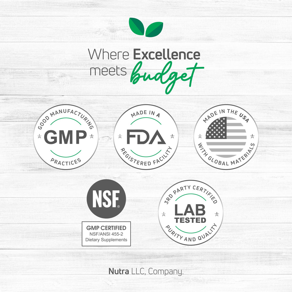 Nutra Nutrition label highlights non GMO and gluten free formula.