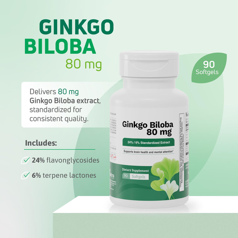 Nutra Nutrition Ginkgo Biloba dosage softgel for memory and alertness.