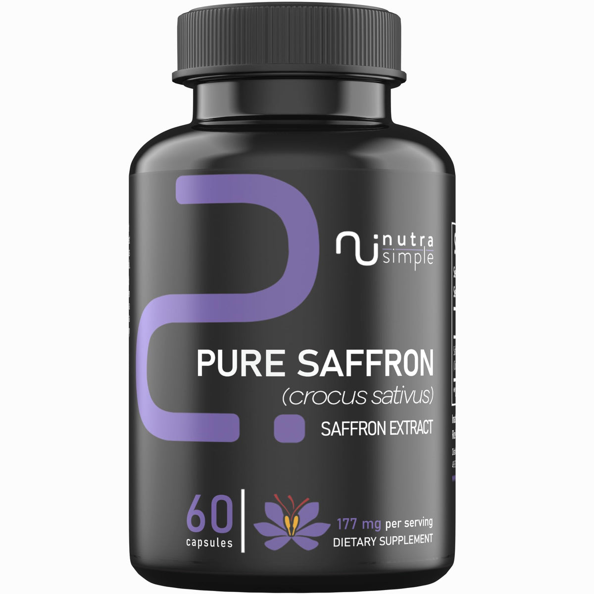 Nutra Simple saffron bottle front for daily mood and energy support.