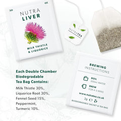 Nutra Tea Nutraliver cardo mariano, ingrediente clave con sabor herbal.