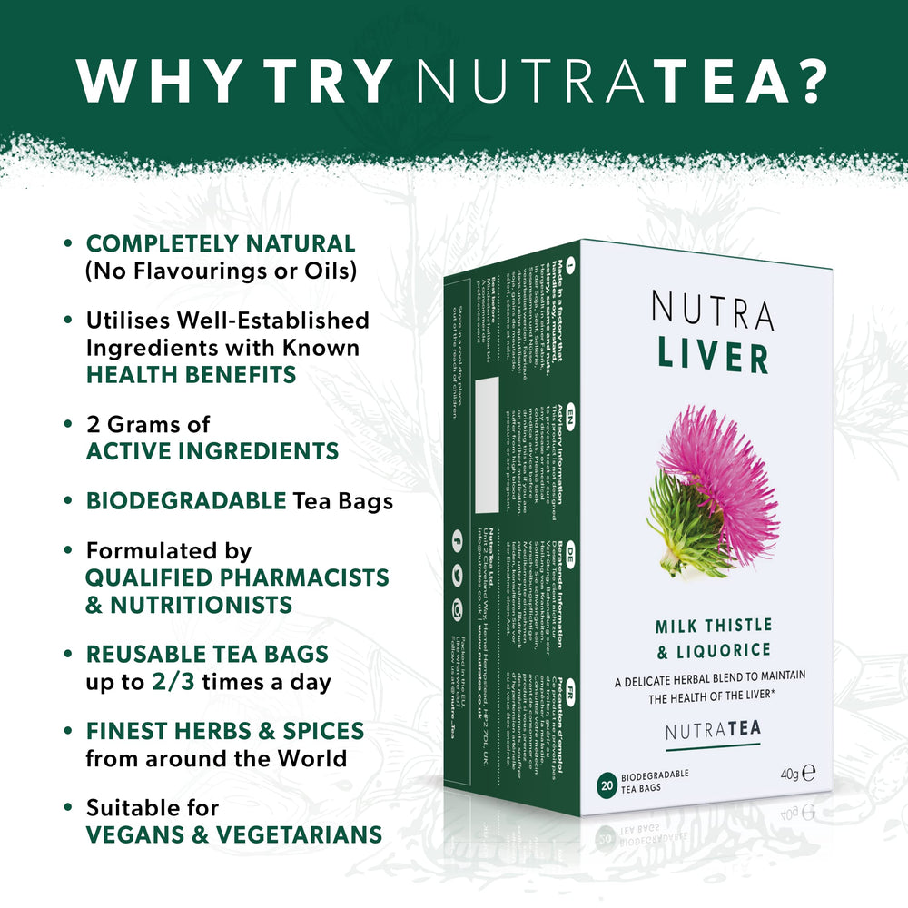Nutra Tea Nutraliver preparación con agua caliente y aroma suave.