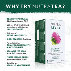 Nutra Tea Nutraliver preparación con agua caliente y aroma suave.
