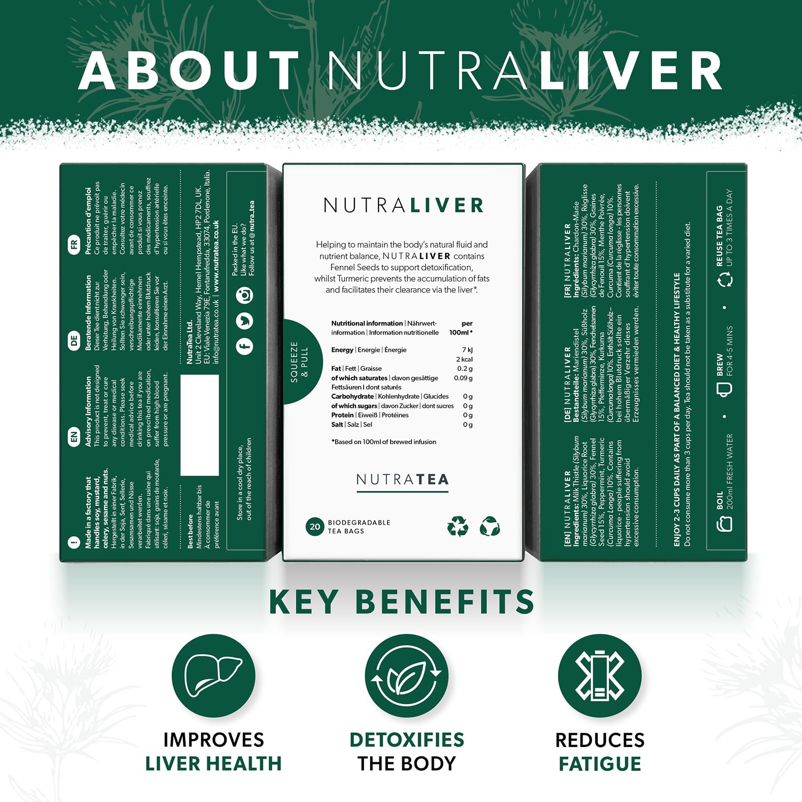 Nutra Tea Nutraliver sacs-infusiones para una taza rápida y sabrosa.