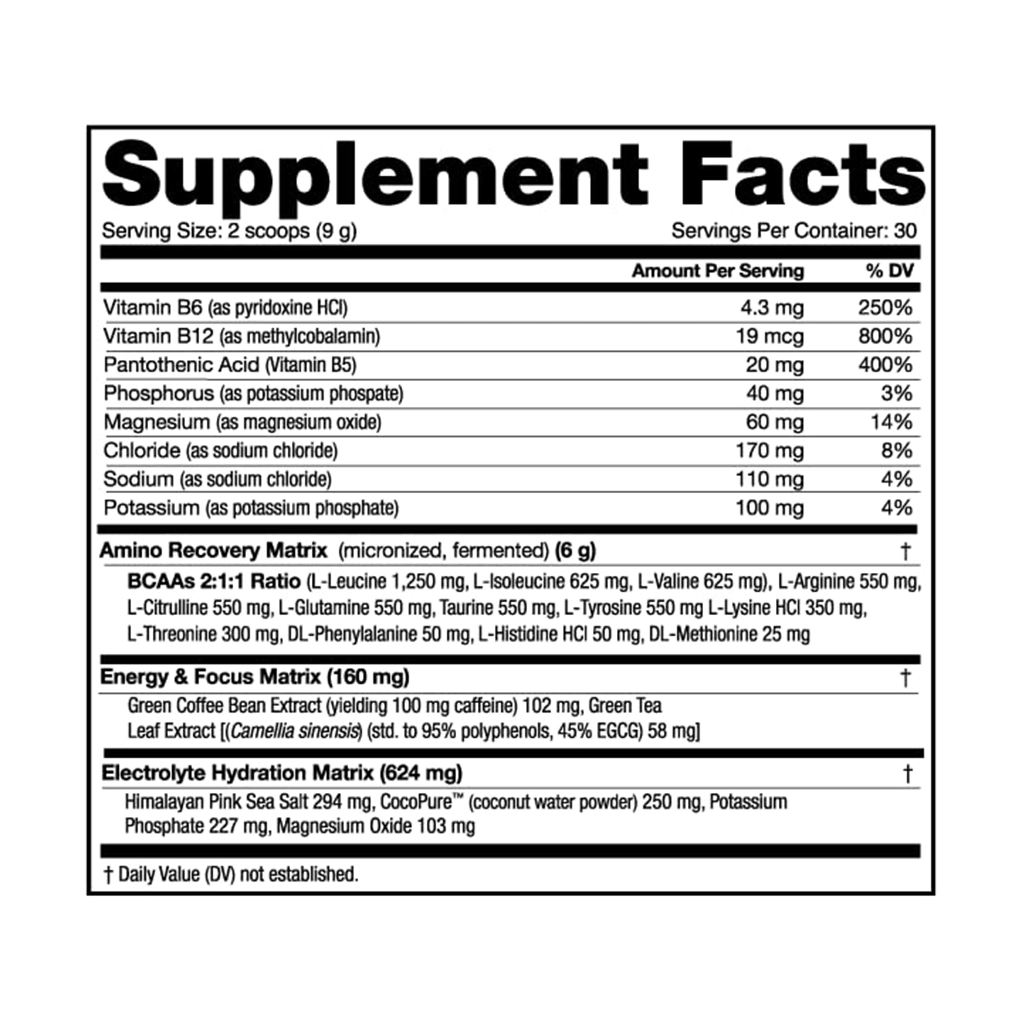 NutraBio Amino Kick Baja Burst scoop demonstrates customizable caffeine dose for workouts.