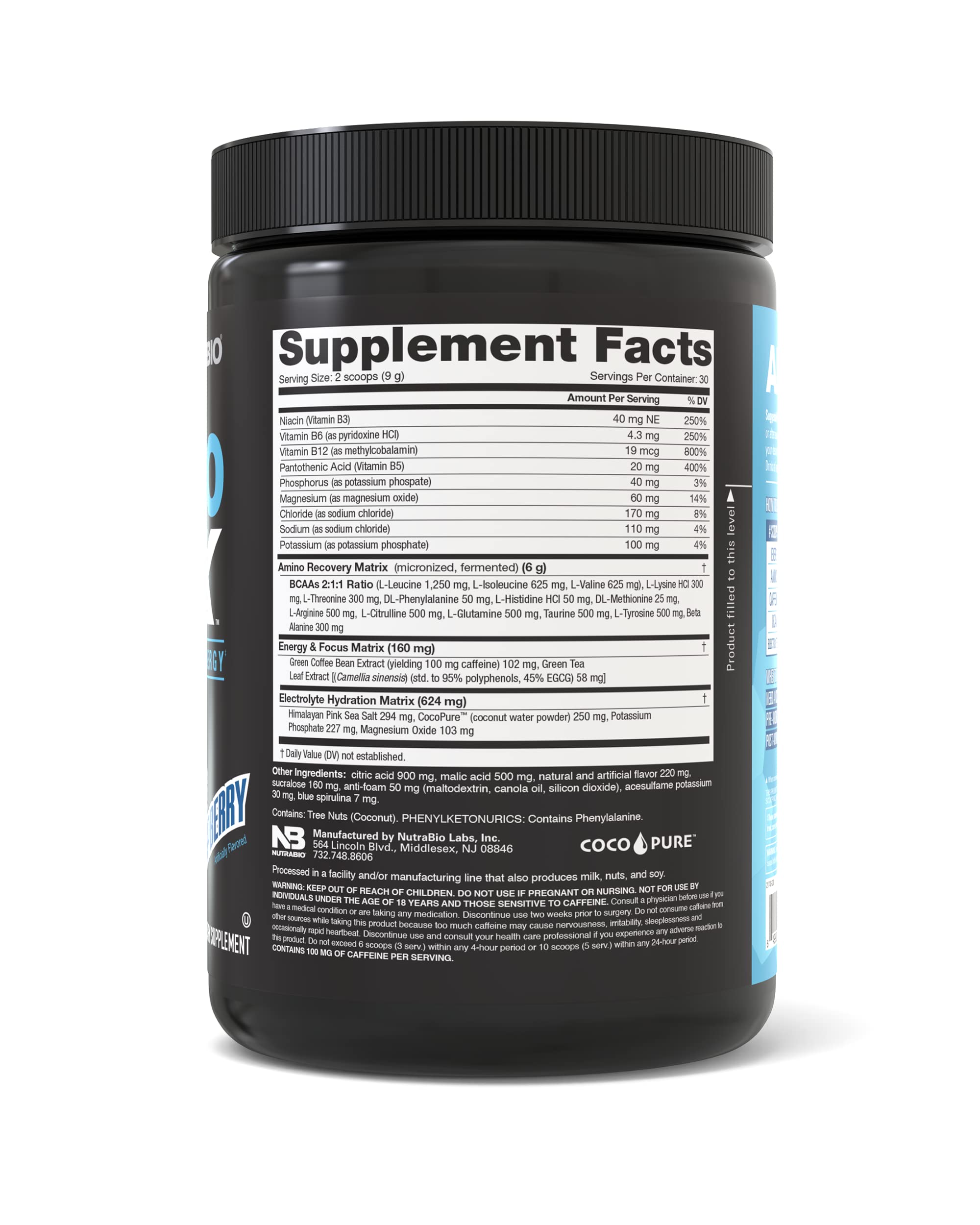 NutraBio Amino Kick pre-workout scene highlighting energy and focus