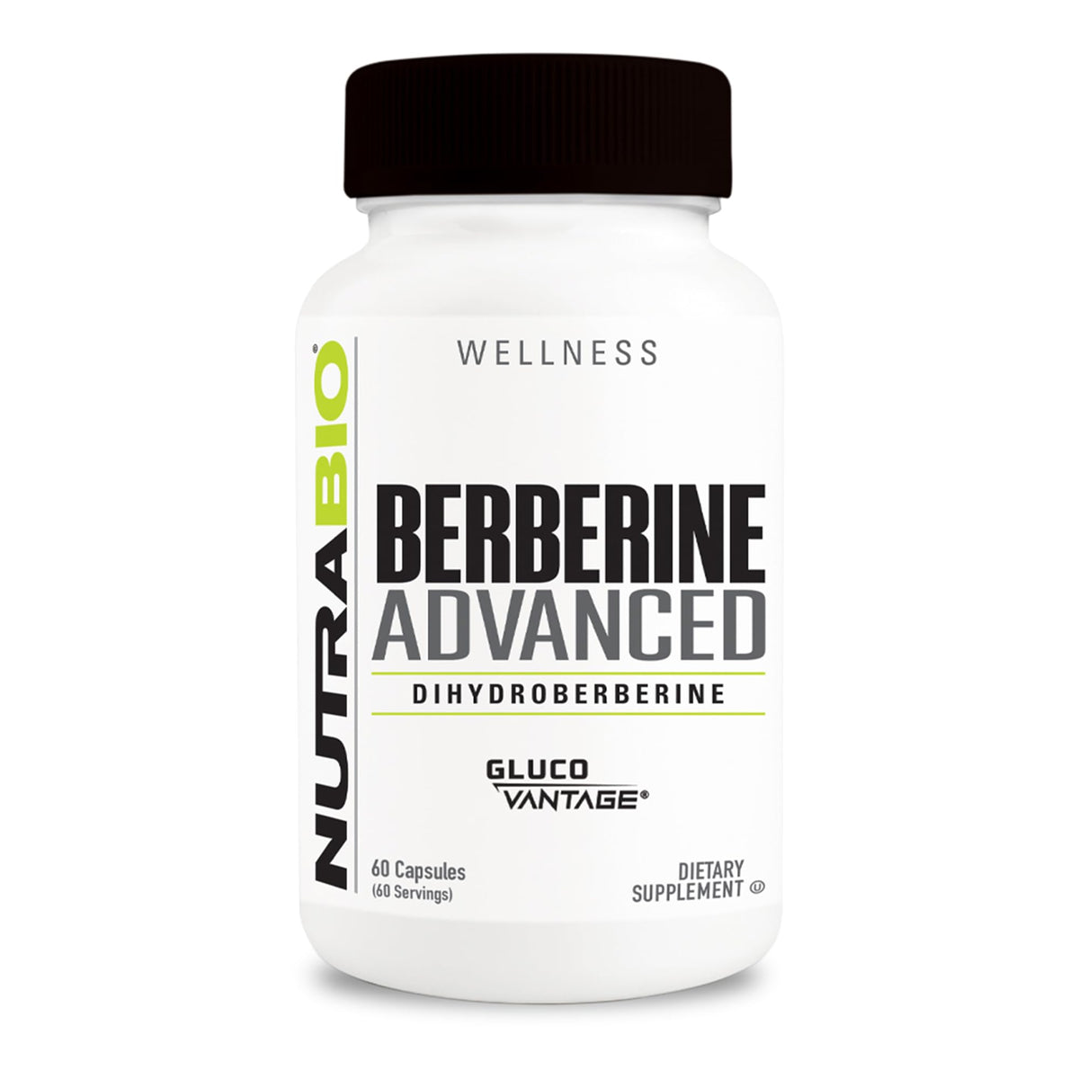 NutraBio Berberine Advanced bottle pour showing daily dosing convenience