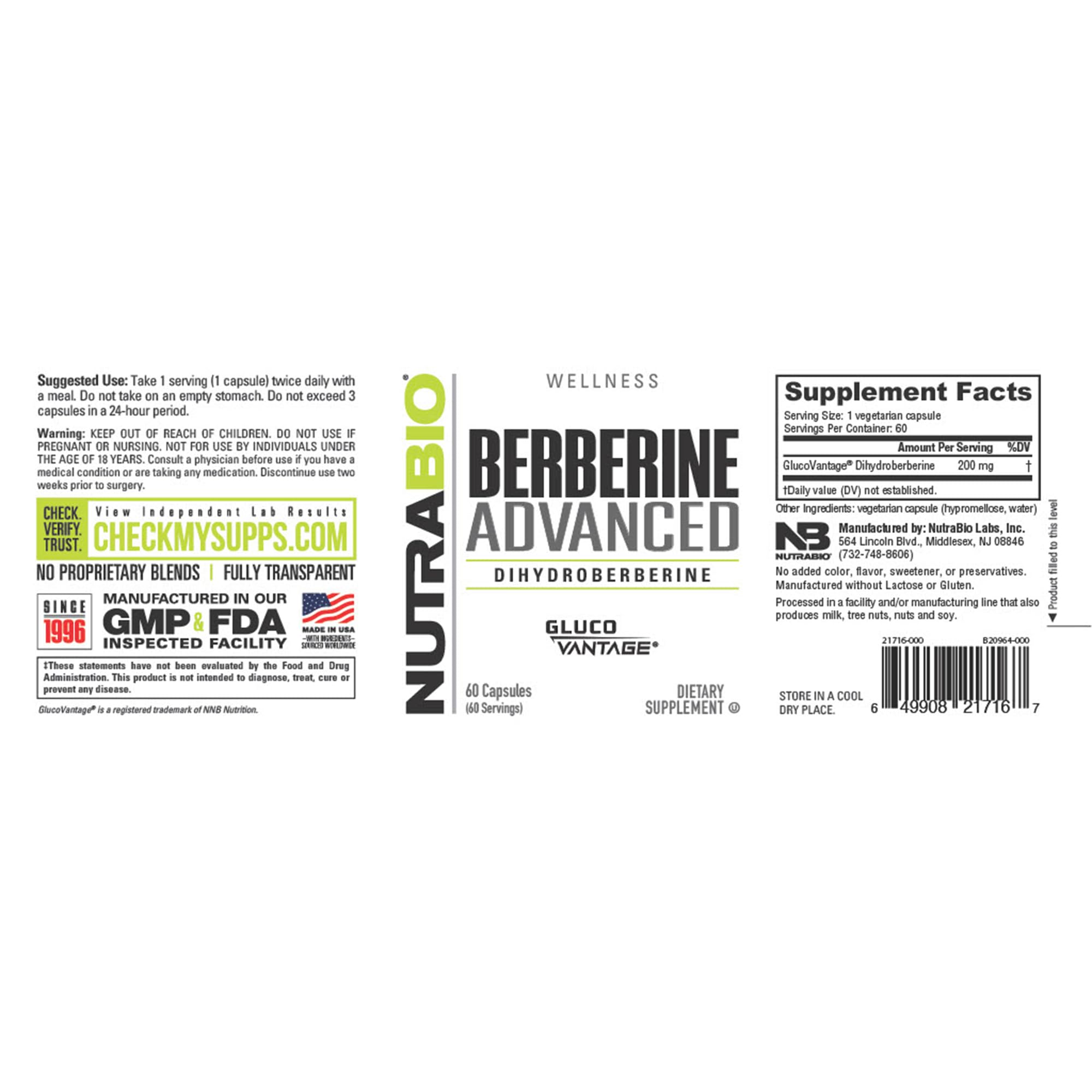 NutraBio Berberine Advanced GlucoVantage concept image for absorption