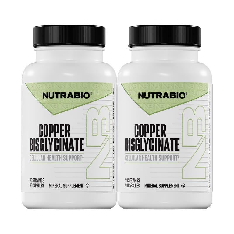 NutraBio Copper Bisglycinate bottle front view showing daily immune support potential.
