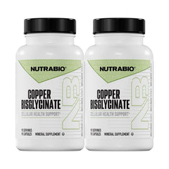 NutraBio Copper Bisglycinate bottle front view showing daily immune support potential.