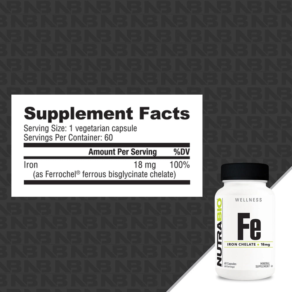 NutraBio Iron Chelate capsules ready for gentle iron intake.