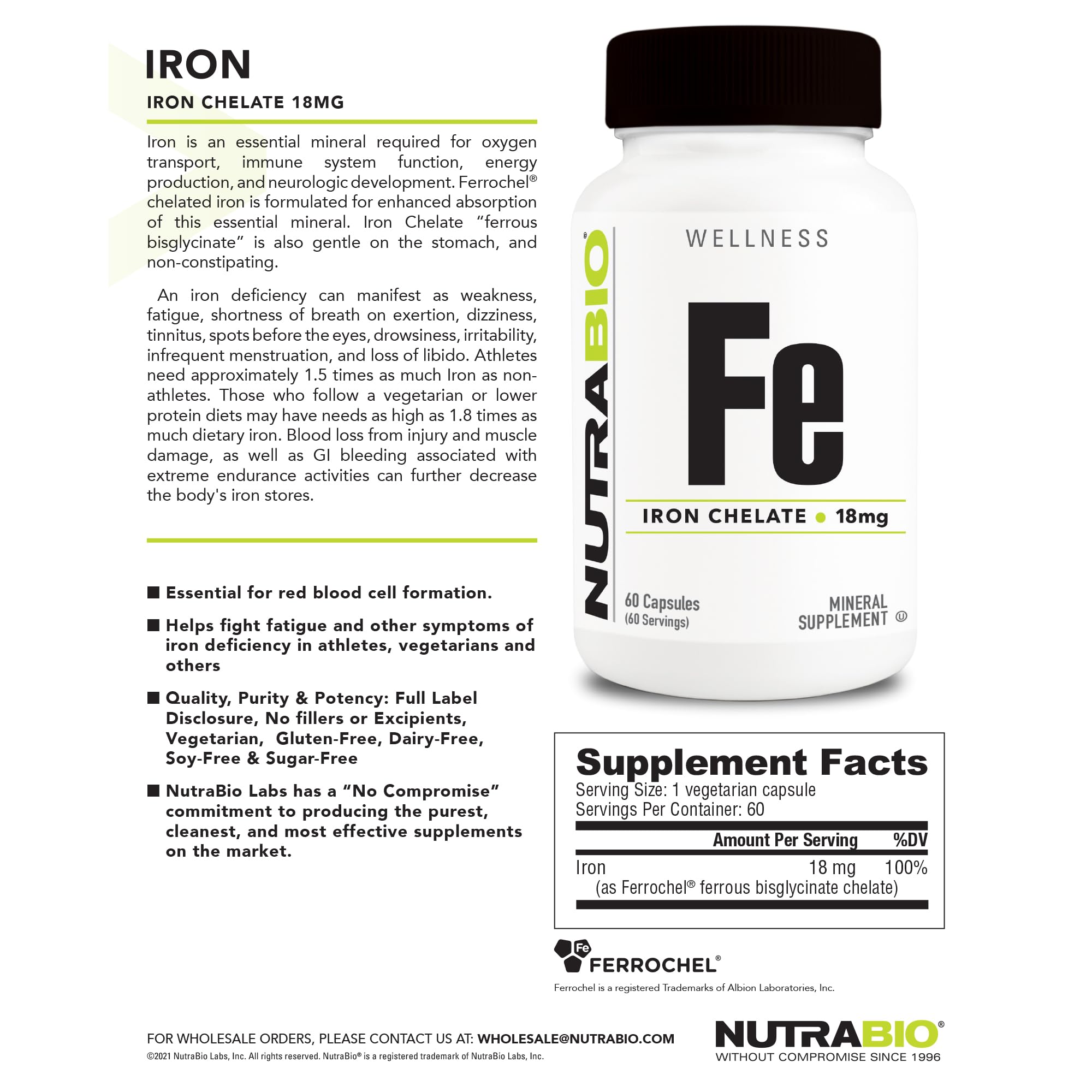 NutraBio Iron Chelate on a shelf in an everyday health routine.