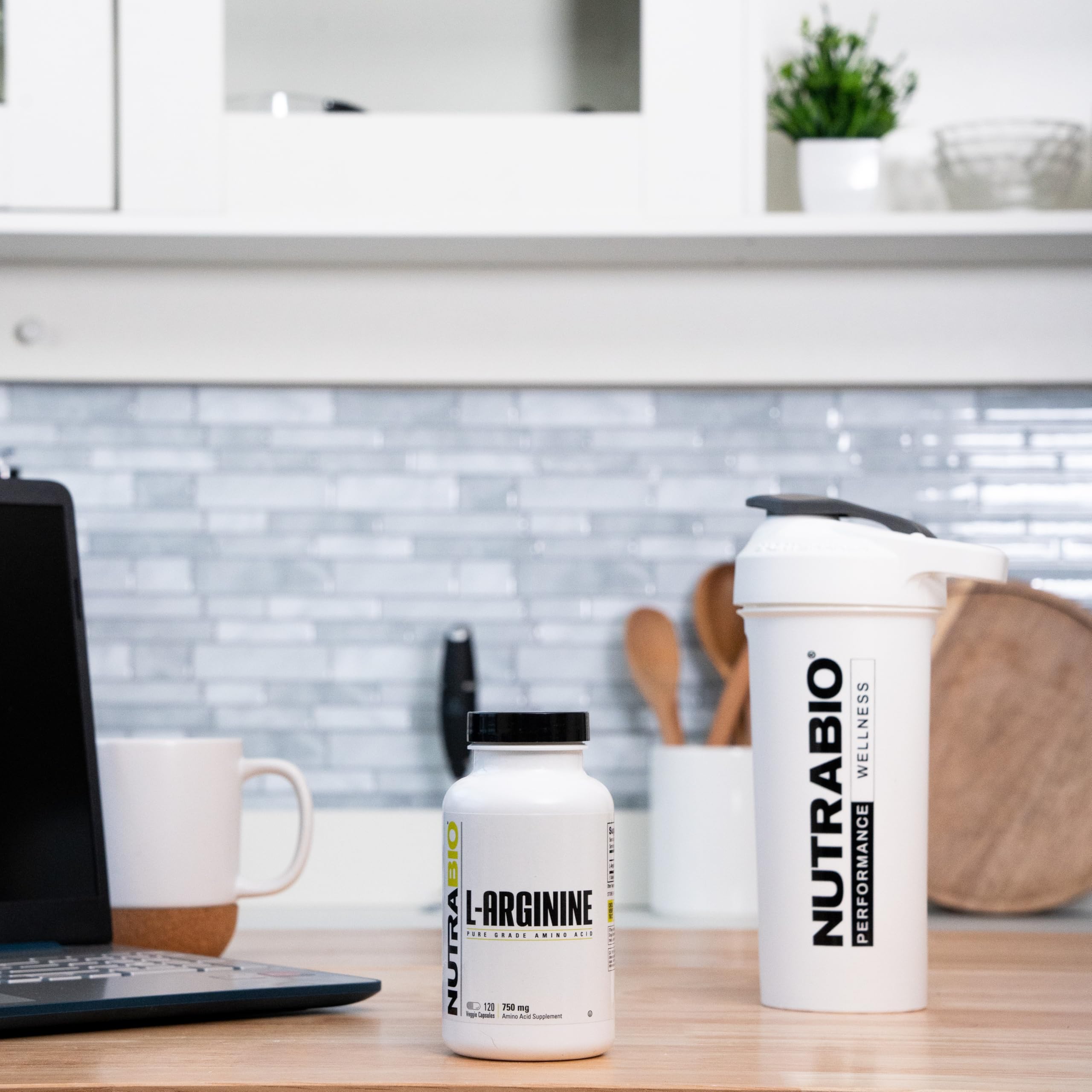 NutraBio L-Arginine packaging on shelf signaling USA-made quality