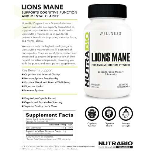 Lifestyle desk setup showing NutraBio Lions Mane for mental alertness