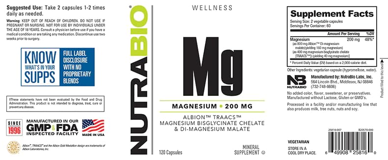NutraBio Magnesium Muscle Function bottle emphasizing support for everyday movement