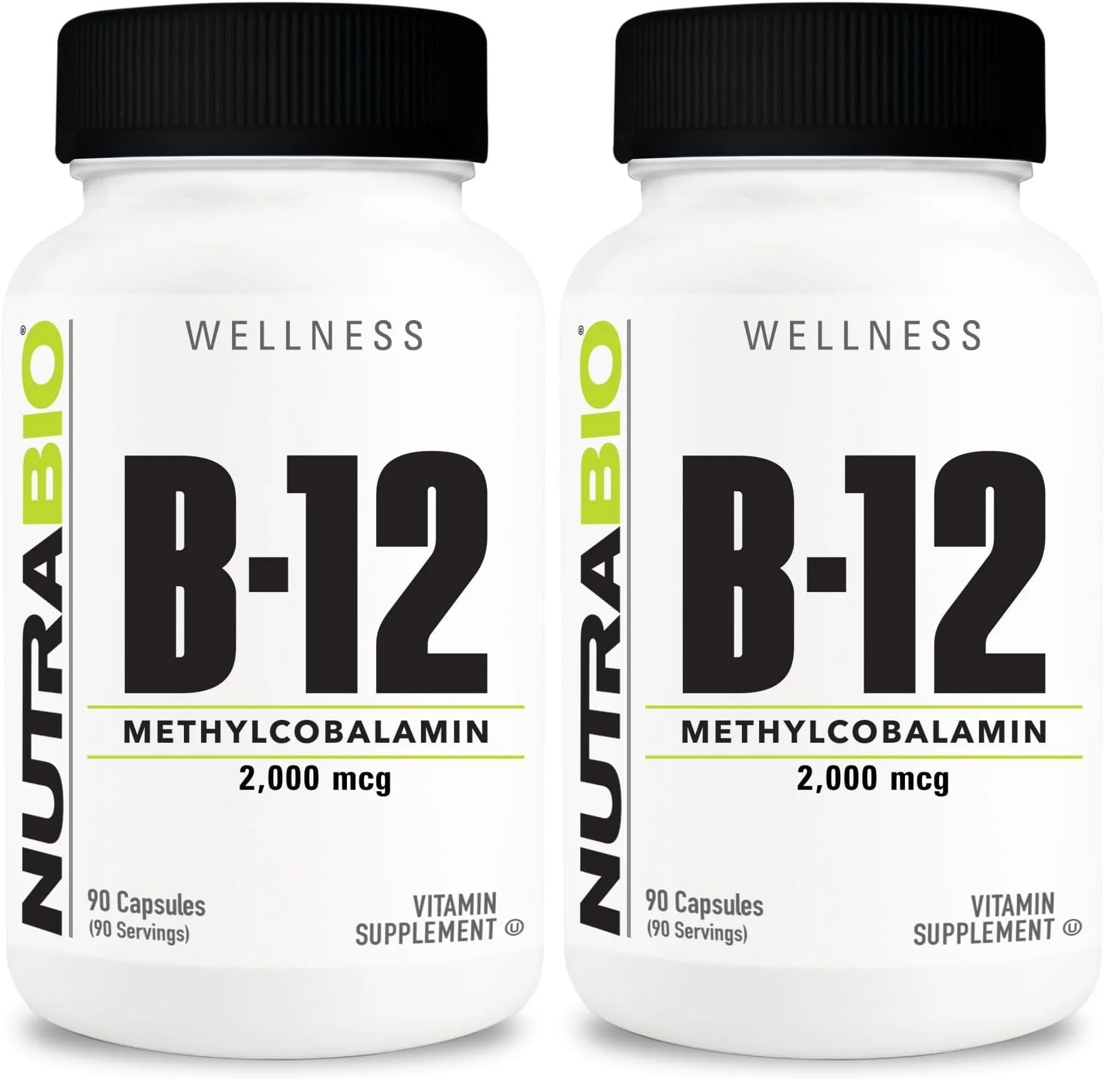 NutraBio Methyl B-12 bottle front view for daily energy support